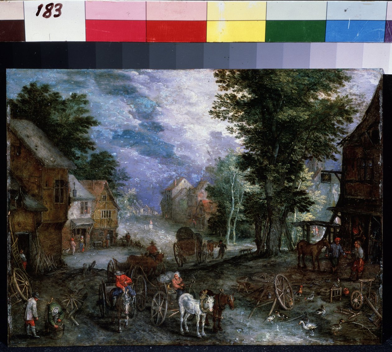 ""La forge"" (Maisema pajalla) Jan Brueghel I:n (Jean Breughel, Bruegel tai Breugel) maalaus, joka tunnetaan nimellä De Velours (l