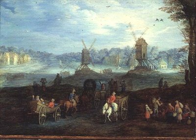 Maisema tuulimyllyillä (paneeli) tekijältä Jan the Elder Brueghel