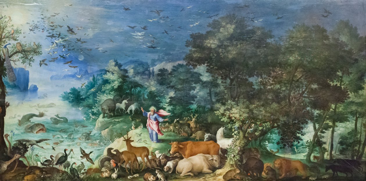 Maisema eläinten luomisen kanssa tekijältä Jan the Elder Brueghel