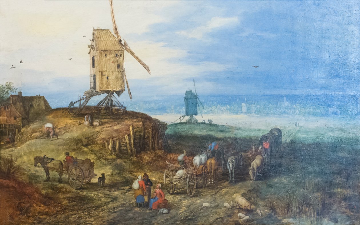 Maisema tuulimyllyillä tekijältä Jan the Elder Brueghel