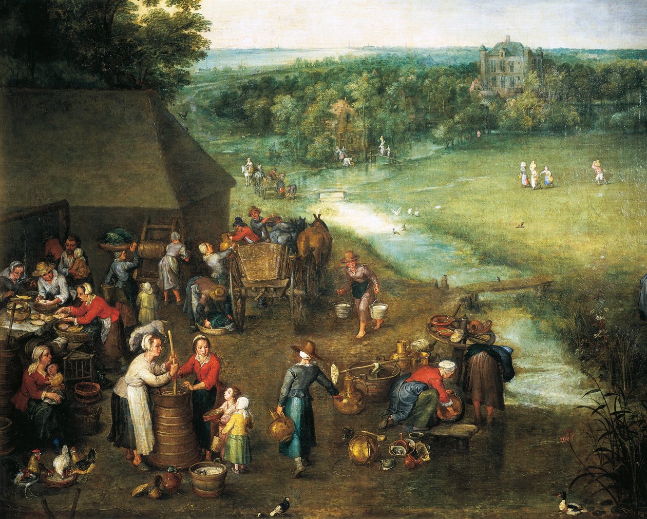 Elämä maaseudulla, yksityiskohta (maalaus) tekijältä Jan the Elder Brueghel