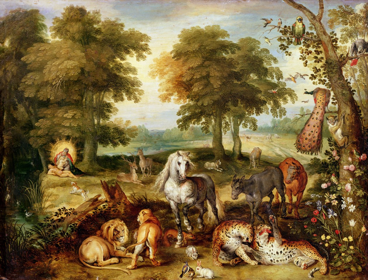 Paratiisi maan päällä (öljy kuparilla) tekijältä Jan the Elder Brueghel