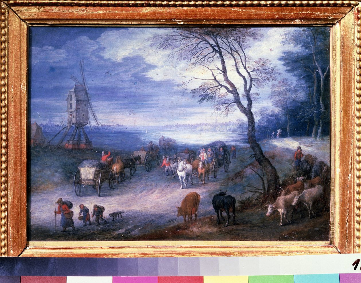 ""Paysage au moulin"" (Maisema tuulimyllyllä) Jan Brueghel I:n (Jean Breughel, Bruegel tai Breugel) maalaus, joka tunnetaan nimellä De Velours (l