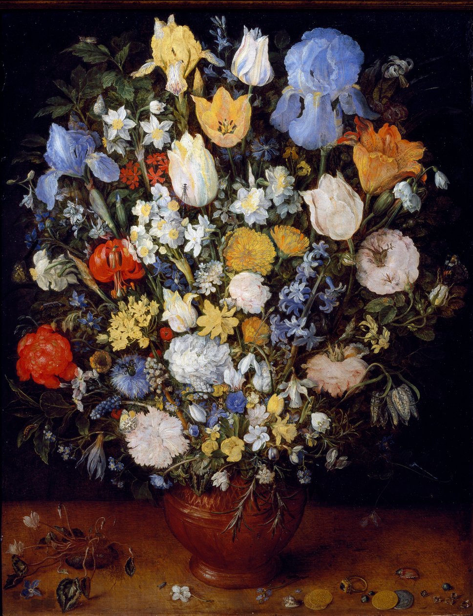 Pieni kukkakimppu Jan Brueghel vanhemman maalaus nimeltä Bruegel of Velvet (Bruegel tai Brueghel tekijältä Jan the Elder Brueghel