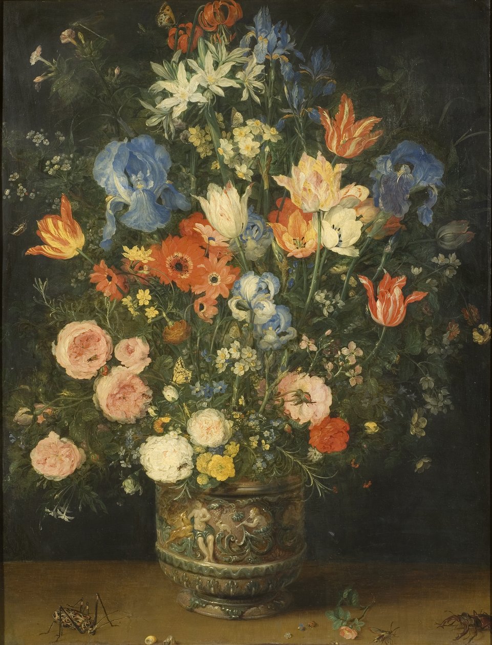 Asetelma kukkien kanssa muotoillussa purkissa, n. 1620-24 tekijältä Jan the Elder Brueghel
