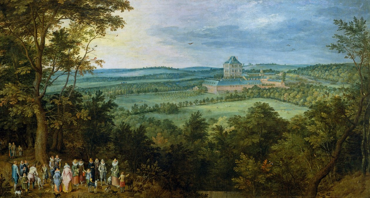 Arkkiherttua ja arkkiherttuatar metsästämässä, noin 1611 (öljy kankaalle) tekijältä Jan the Elder Brueghel