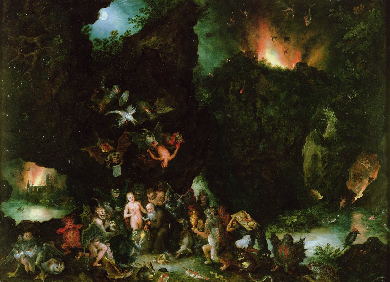 Pyhän Antoniuksen kiusaus - Helvetti, 1594 (öljy kuparille) tekijältä Jan the Elder Brueghel