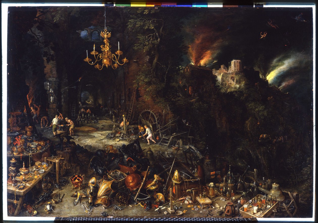 Brueghel Jan I:n (1568-1625) tulipalo 1621 (öljy kankaalle) tekijältä Jan the Elder Brueghel