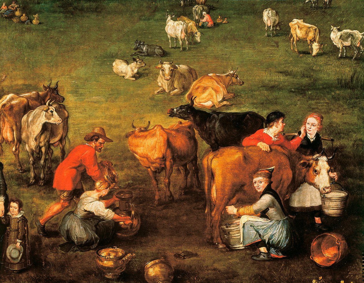"Talonpoikien elämä", yksityiskohta Jan Bruegelin maalauksesta tekijältä Jan the Elder Brueghel