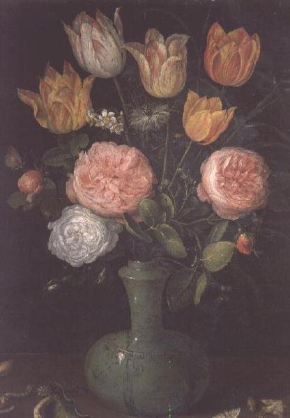Maljakko kukkia ja timantteja pöydällä tekijältä Jan the Elder Brueghel