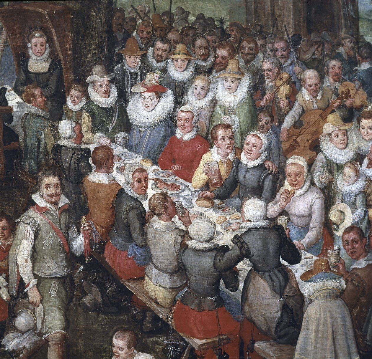 Hääjuhlat, joita johtivat Itävallan arkkiherttua Albert ja arkkiherttuatar, Detail tekijältä Jan the Elder Brueghel