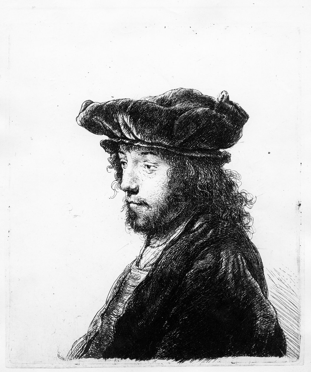Itämainen pää, etsannut Rembrandt, n. 1635 (etsaus) tekijältä Jan the Elder Lievens