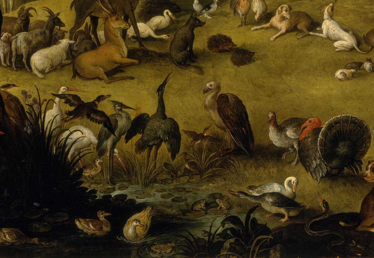 Eläinryhmä (yksityiskohta Orpheuksesta) tekijältä Jan the Elder circle of Brueghel
