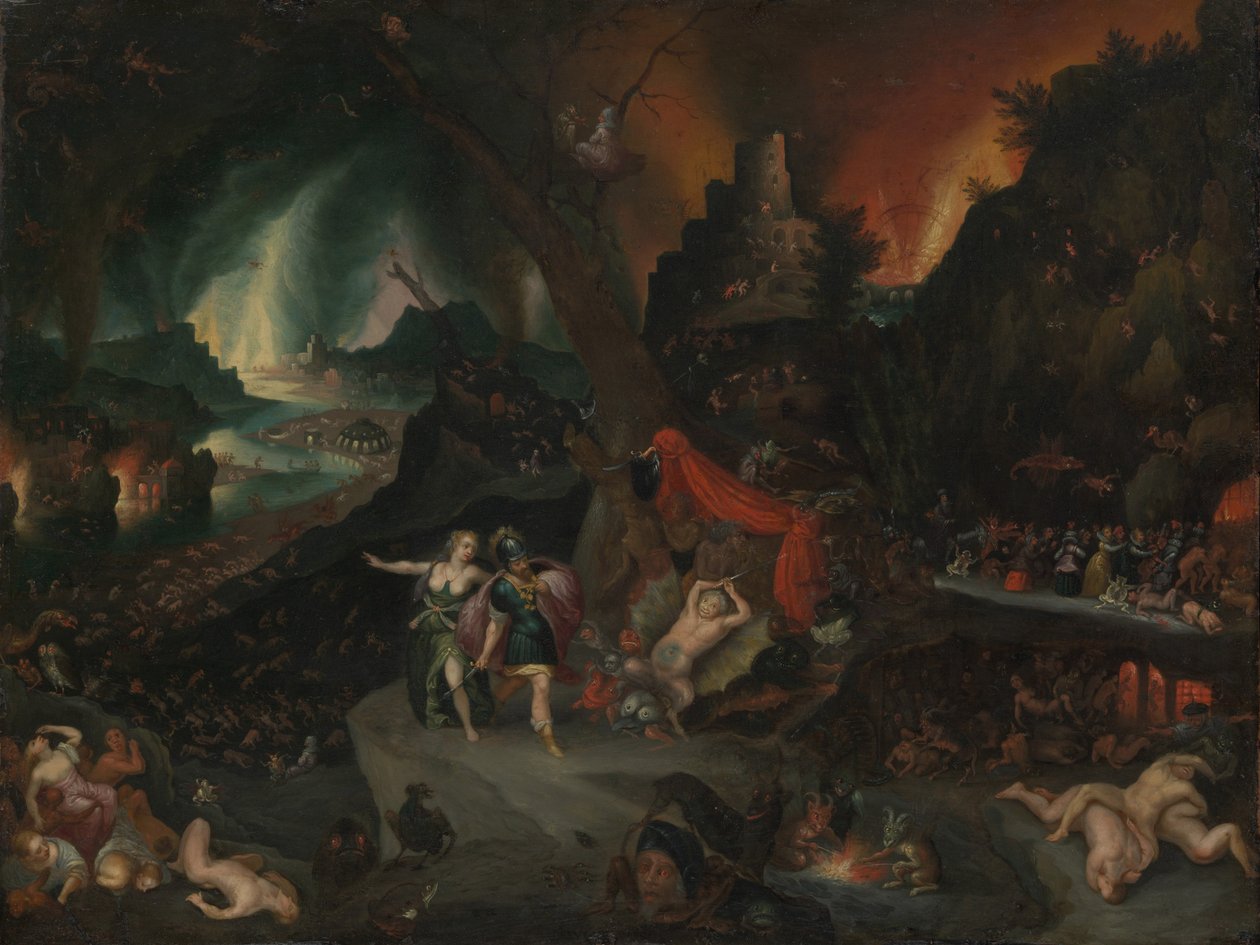 Aeneas ja Sibylla alamaailmassa tekijältä Jan the Younger Brueghel