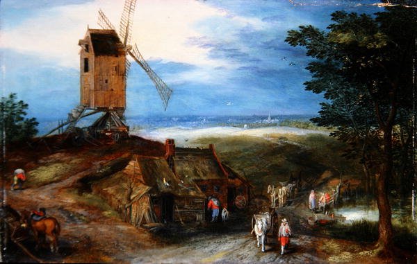 Laaja maisema matkustajien kanssa (öljy paneelissa) tekijältä Jan the Younger Brueghel