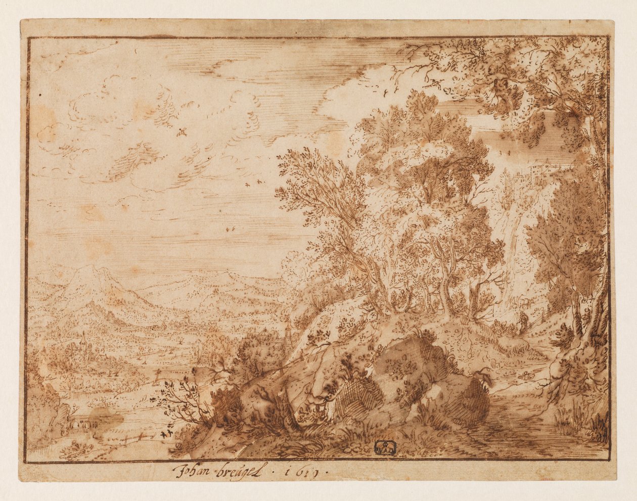 Mäkimaisema, 1619 tekijältä Jan Brueghel the Younger