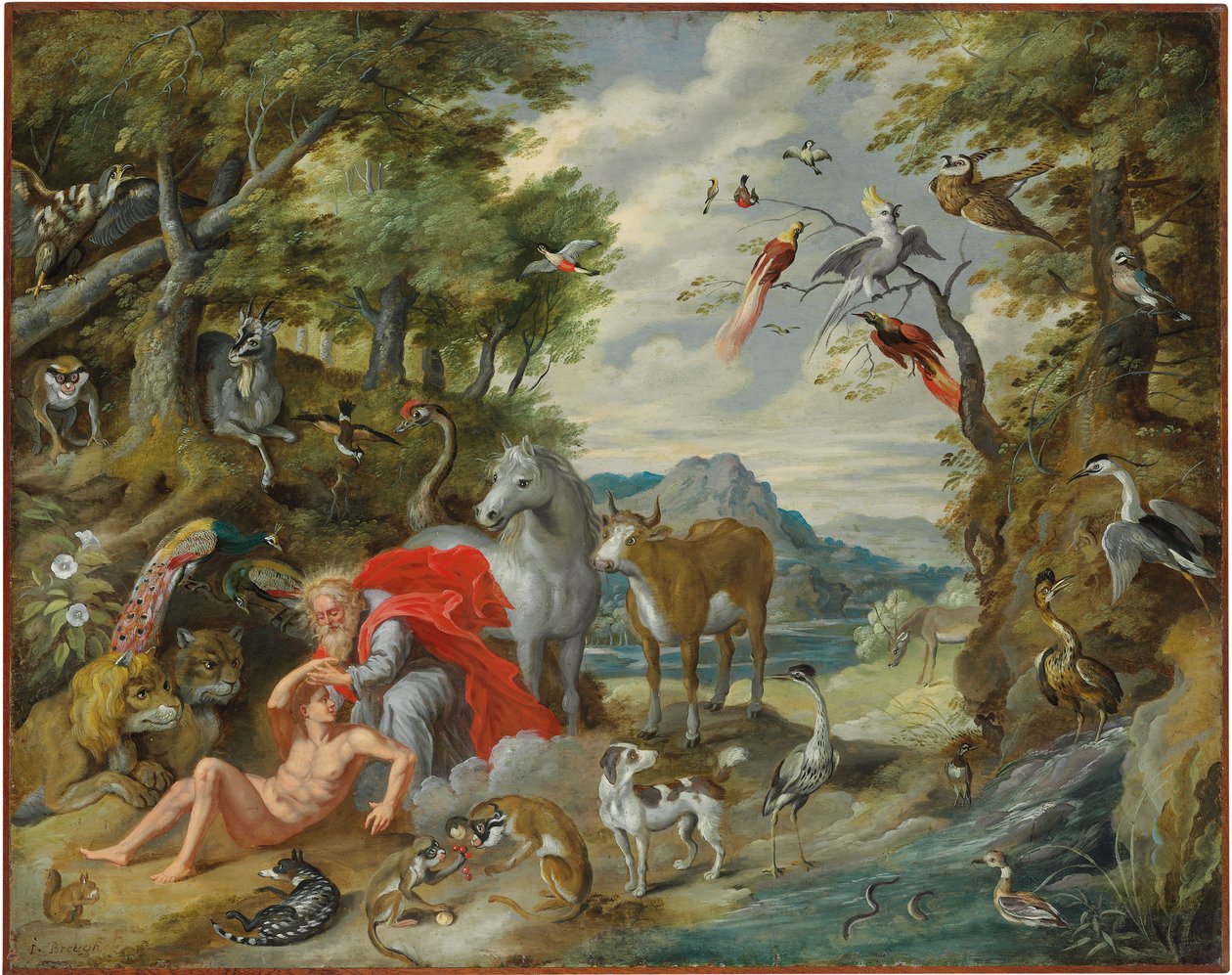 Aadamin luominen, Aadamin ja Eevan tarinasta tekijältä Jan Brueghel the Younger