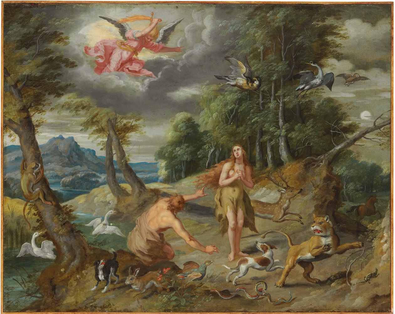 Karkotus paratiisista, Aadamin ja Eevan tarinasta tekijältä Jan Brueghel the Younger
