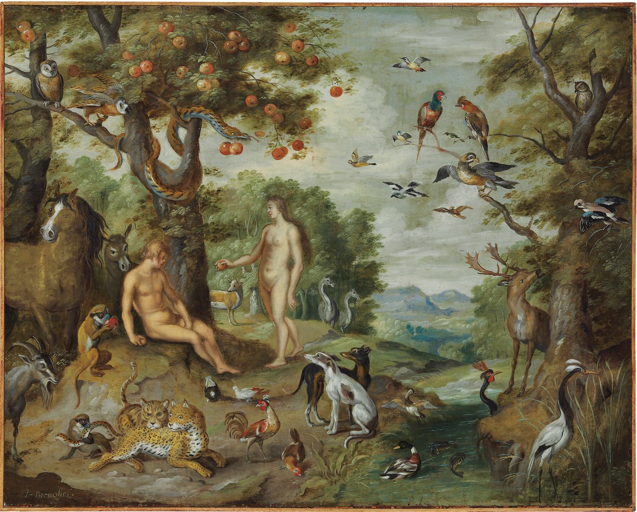 Aadamin kiusaus, Aadamin ja Eevan tarinasta tekijältä Jan Brueghel the Younger