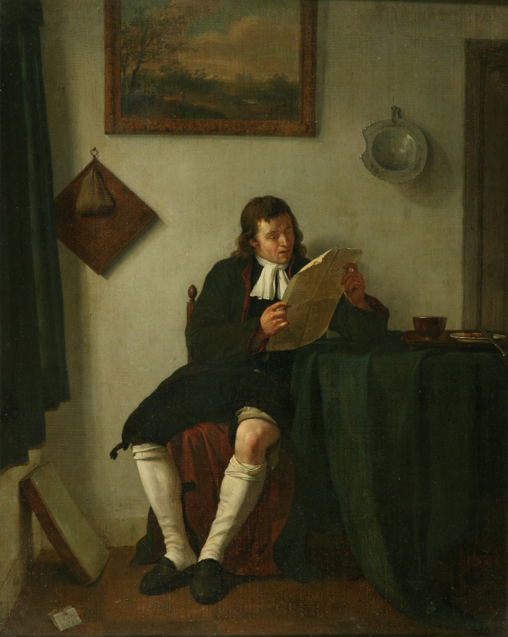 Sisätilat lukevan miehen kanssa tekijältä Jan the Younger Ekels