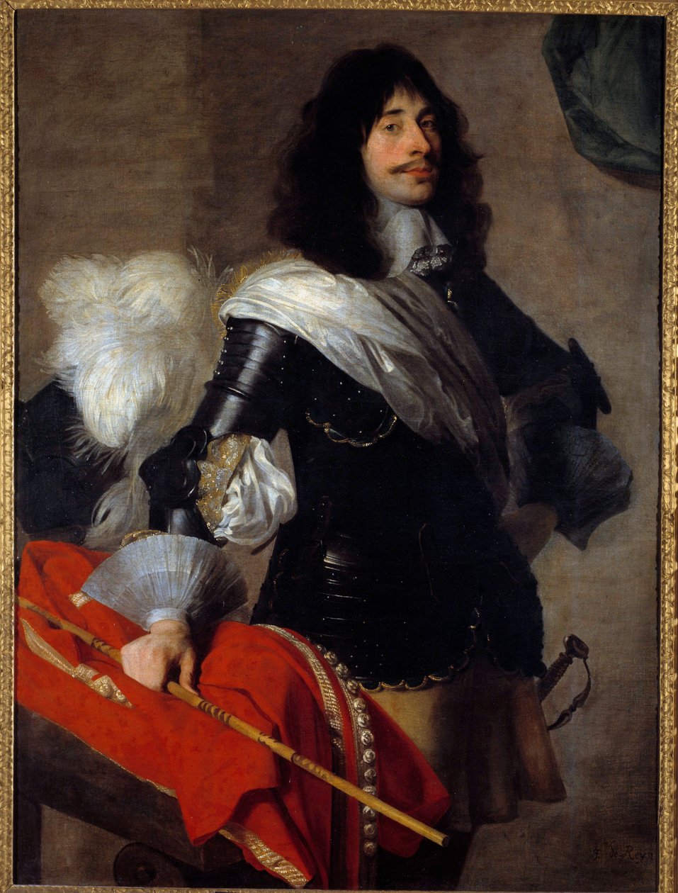 Muotokuva Pierre Corneillen nivuspojasta univormussa hevoslegereiden kapteenina (Chevau legers, noin 1667 Jean de Reynin (1610-1678) maalaus 1600-luvulta Versailles, Lambinet-museo tekijältä Jan van Ryn