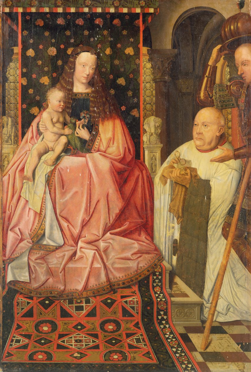 Neitsyt ja lapsi valtaistuimella Pyhän Yrjön ja kaanonin van der Paelen kanssa, n. 1436 tekijältä Jan van (after) Eyck
