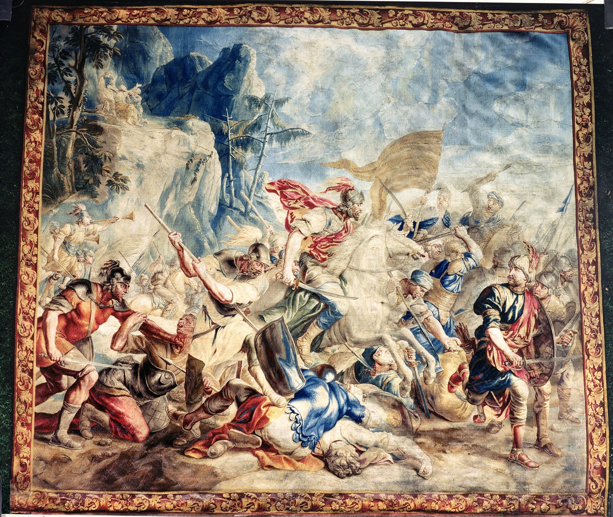 Israelilaisten ja amelikilaisten taistelu, Frans ja Pieter van der Borchtin työpaja (silkkikuvio) tekijältä Jan van (after) Orley