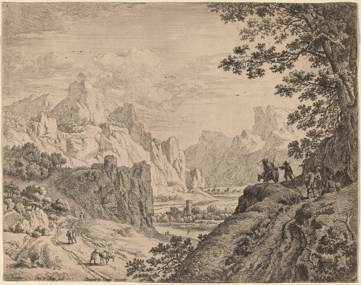 Vista del riu Rhinefinnish tekijältä Jan van Aken after Herman Saftleven