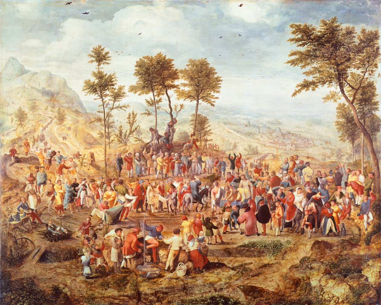 Kristus tulossa Jerusalemiin, Jan van Amstel (noin 1500-1542), sekatekniikka puulle, noin 1540 tekijältä Jan van Amstel