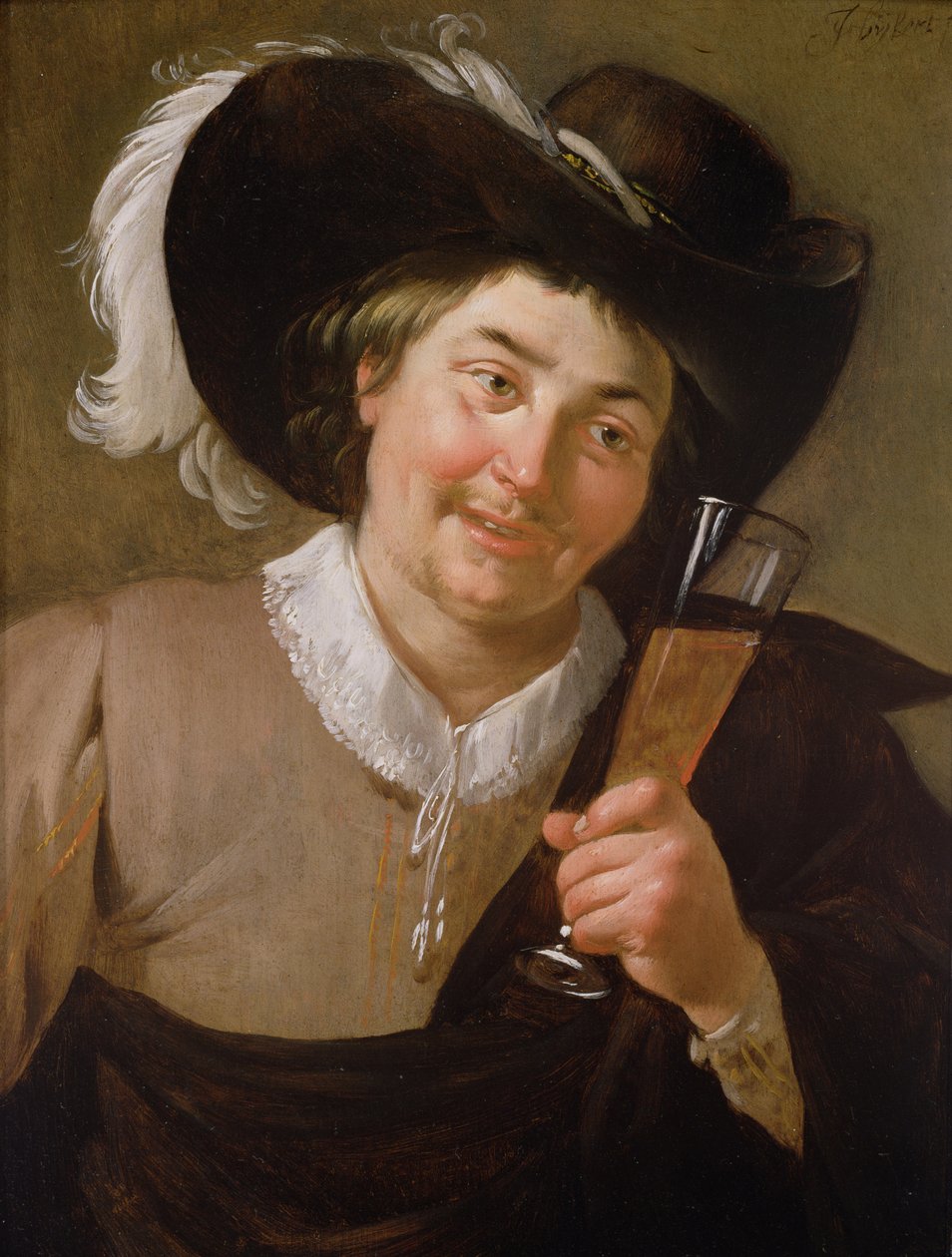 Muotokuva miehestä, jolla on viinilasi tekijältä Jan van Bijlert or Bylert