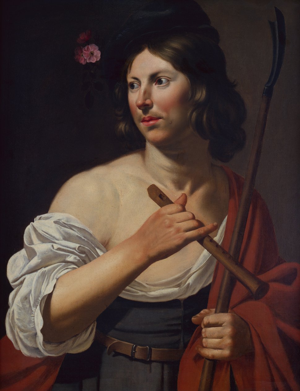 Paimenpoika kädessään roisto ja huilu (öljy kankaalle) tekijältä Jan van Bijlert or Bylert