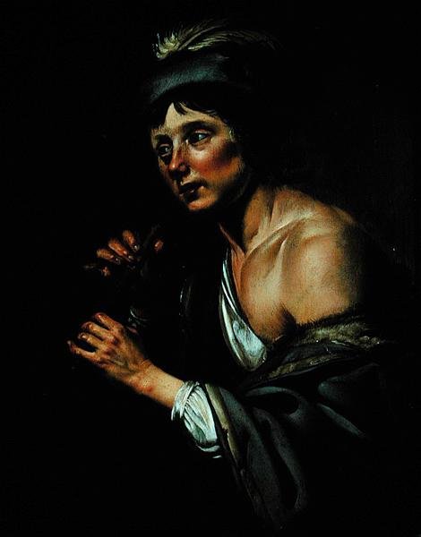 Paimen huilulla (öljy paneelissa) tekijältä Jan van Bijlert or Bylert
