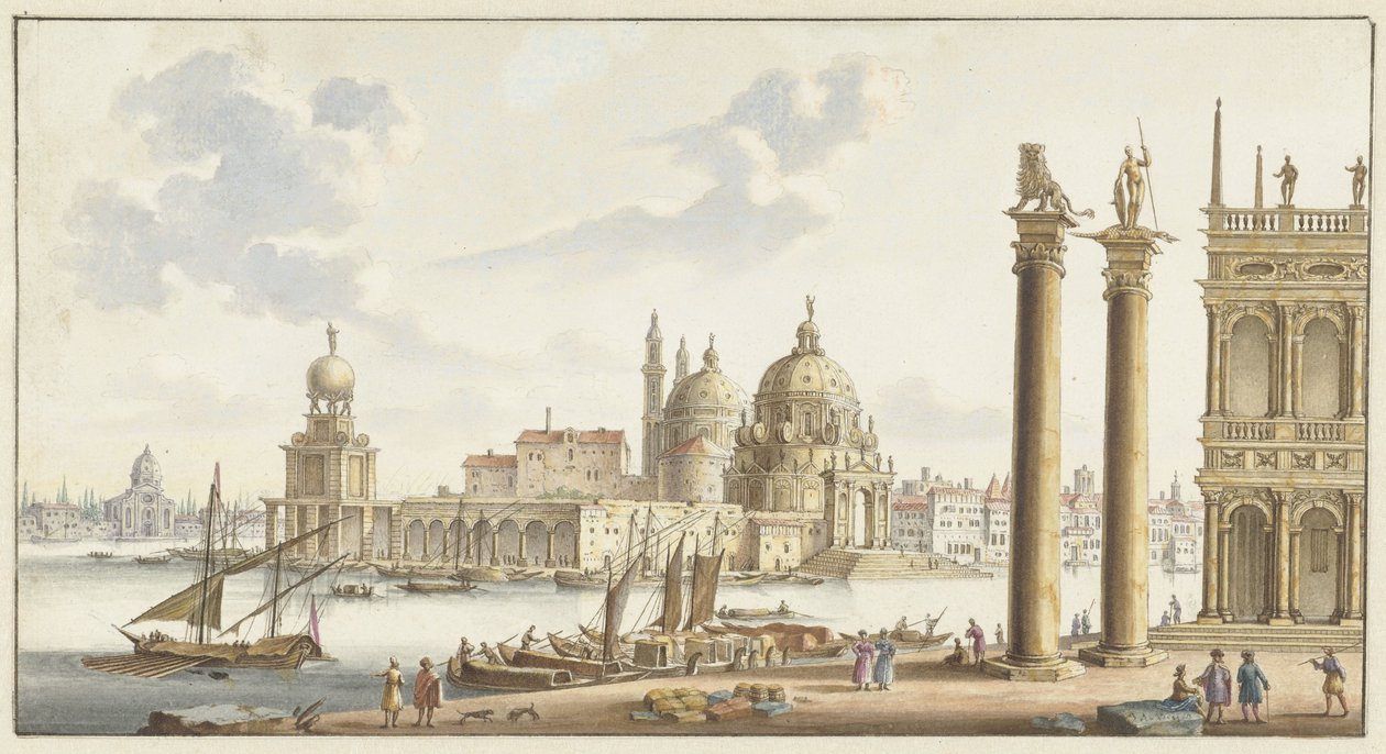 Näkymä Sta. Maria della Salute Venetsian Pyhän Markuksen aukiolta tekijältä Jan van Call (I)