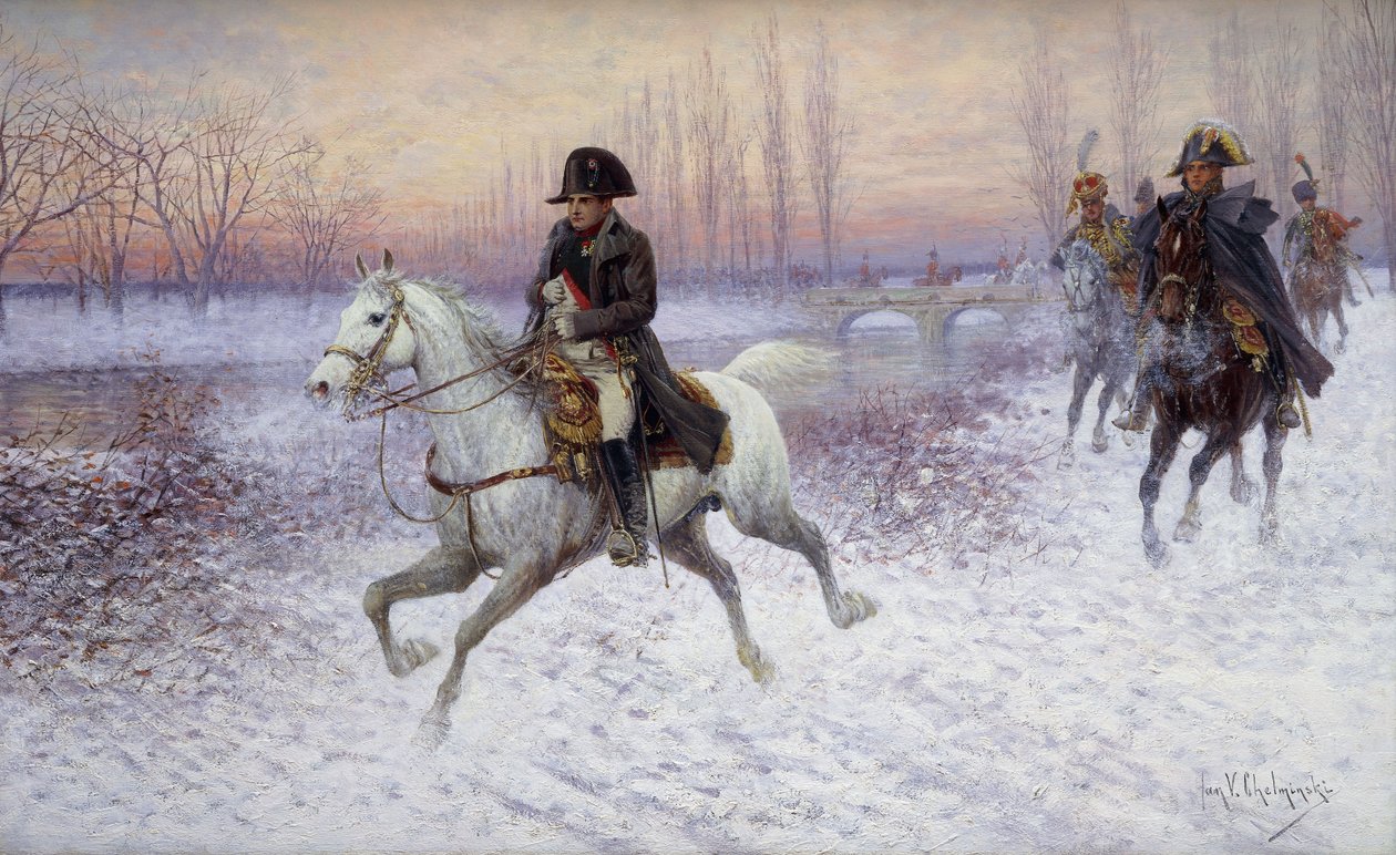 Napoleon ratsuväen joukon kärjessä, tekijältä Jan van Chelminski