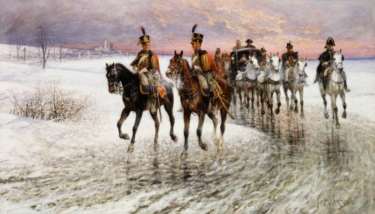 Napoleon vetäytyy Moskovasta, tekijältä Jan van Chelminski