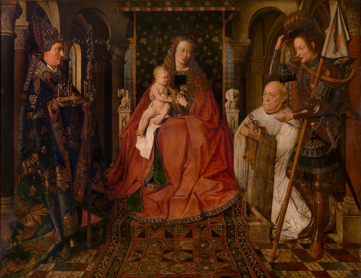 Madonna ympärillään pyhä Georgios, Reimsin pyhä Donatianus ja lahjoittaja, kaniikki Van der Paele tekijältä Jan van Eyck
