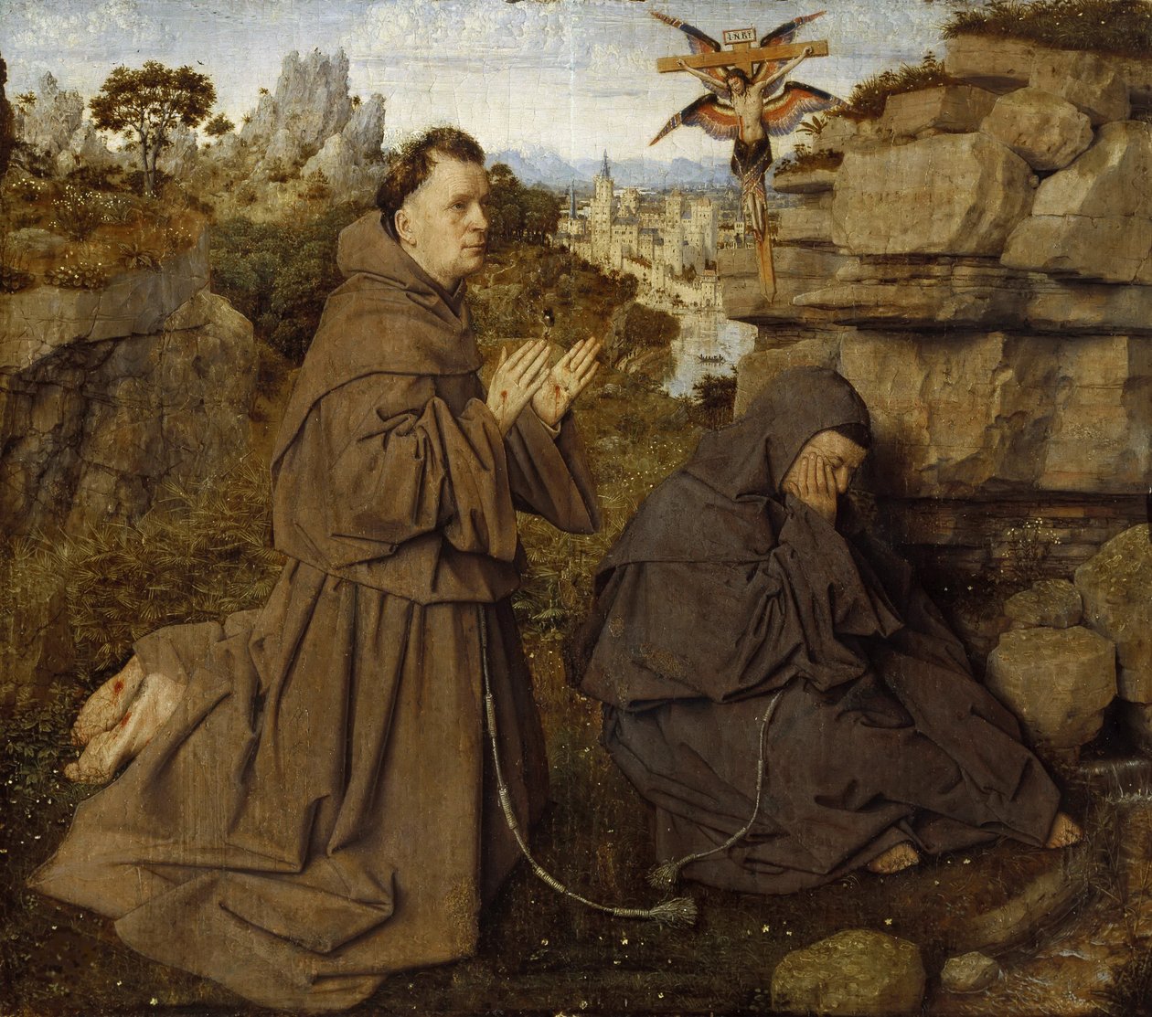Pyhä Franciscus Assisilainen vastaanottamassa Stigmat, noin 1430. tekijältä Jan van Eyck