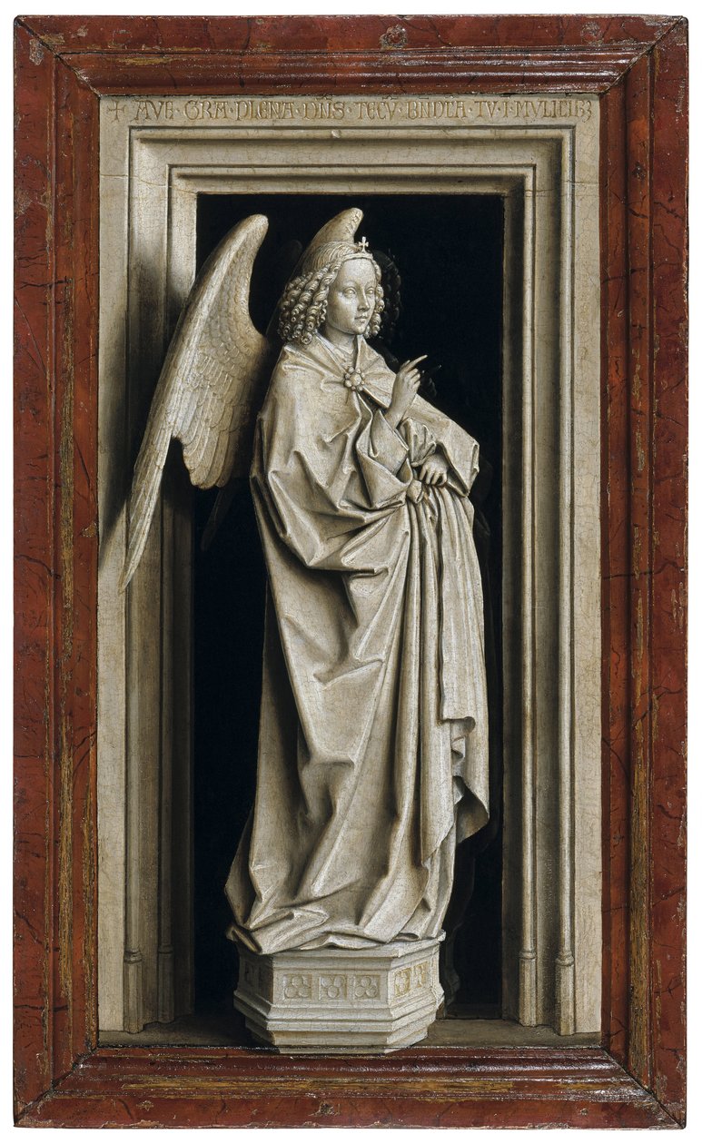 Annunciation Diptyykki, vasen paneeli, 1434-1435 tekijältä Jan van Eyck