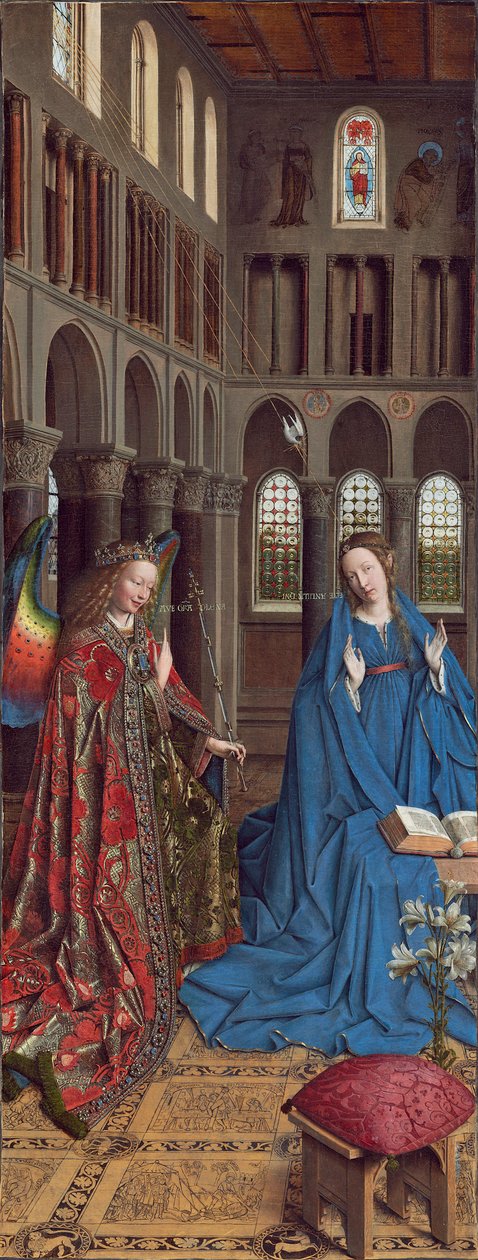 Ilmoitus, n. 1434-36 (öljy kankaalle) tekijältä Jan van Eyck