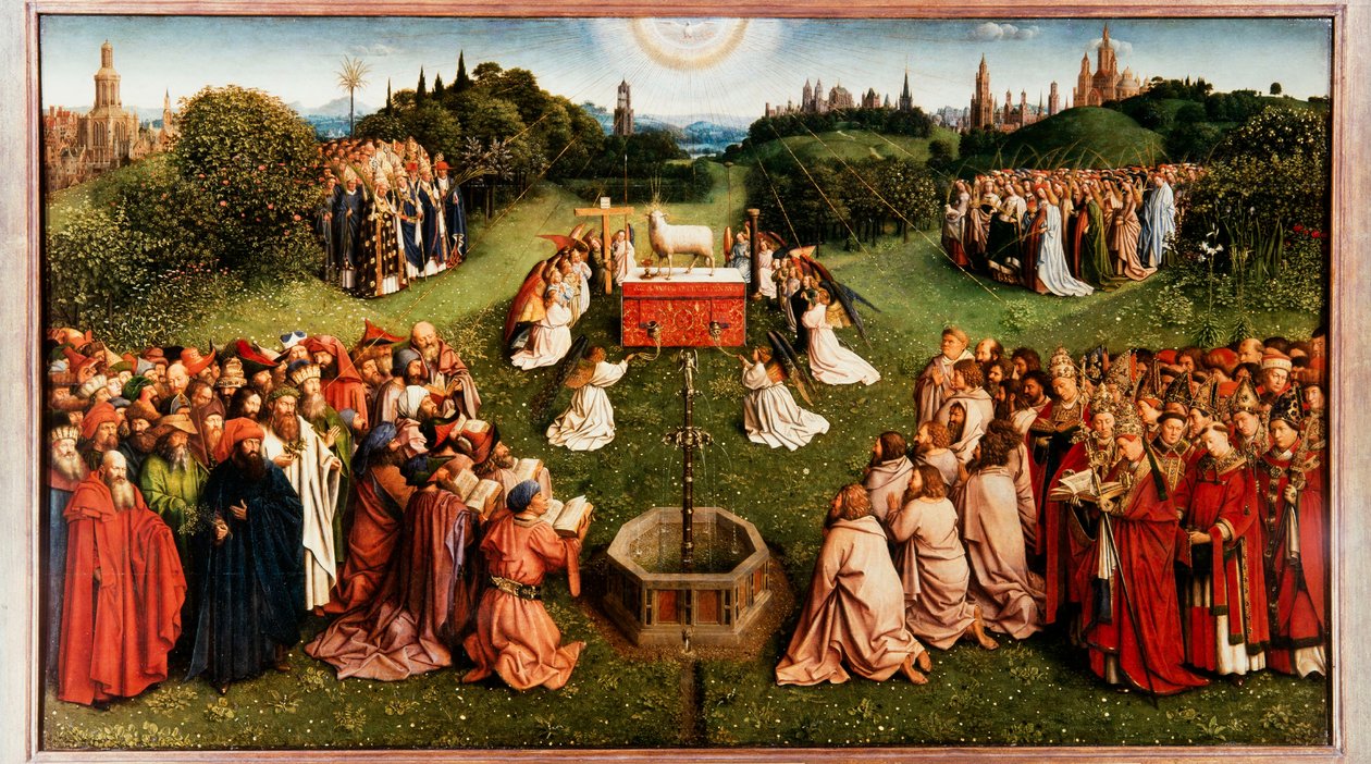 Gentin alttaritaulu. Mystisen Karitsan palvonta, 1432. tekijältä Jan van Eyck