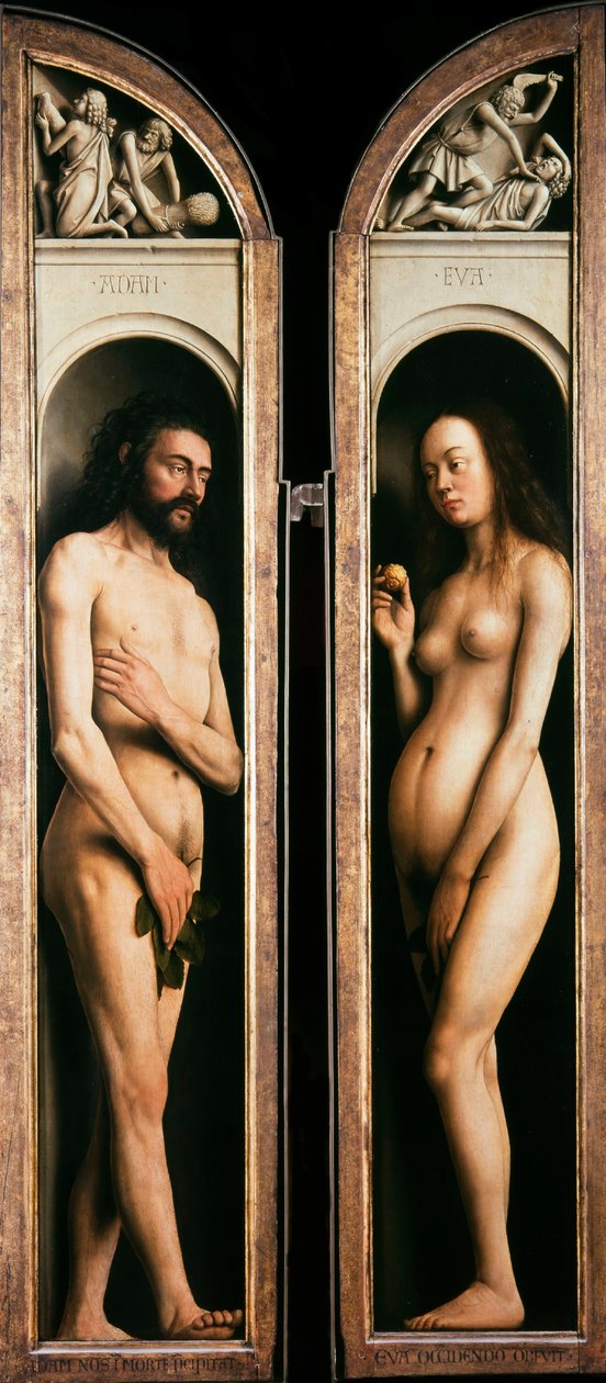 Gentin alttaritaulu. Mystisen Karitsan palvonta: Aadam ja Eeva, 1432. tekijältä Jan van Eyck