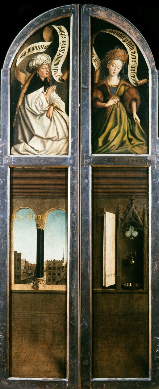 Gentin alttaritaulu. Mystisen karitsan palvonta: Kaareva ikkuna näköalalla..., 1432. tekijältä Jan van Eyck