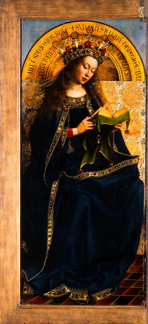 Gentin alttaritaulu. Mystisen Karitsan palvonta: Neitsyt Maria istui valtaistuimelle, 1432. tekijältä Jan van Eyck