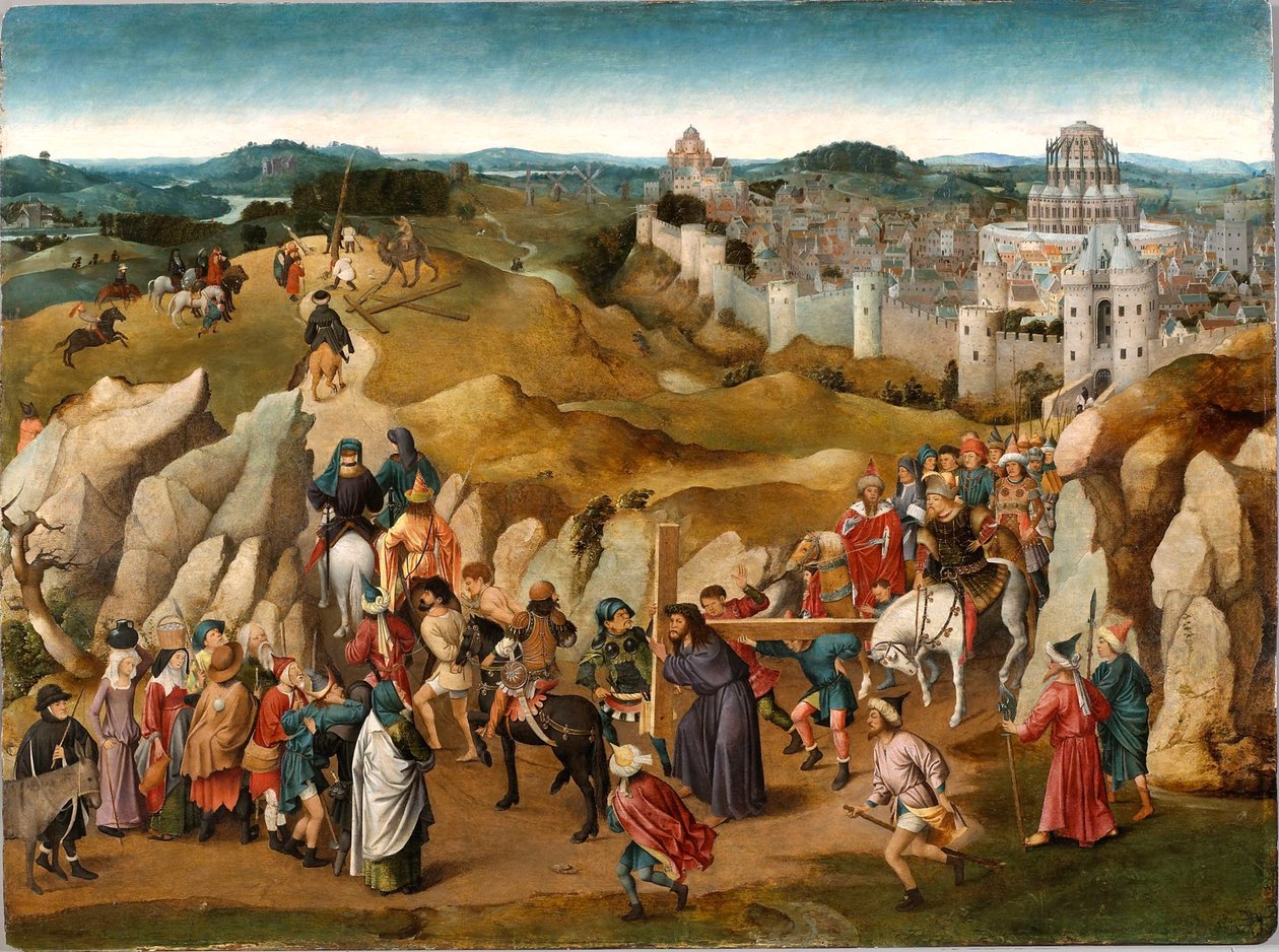 Tie Golgatalle, n. 1505-1510. tekijältä Jan van Eyck