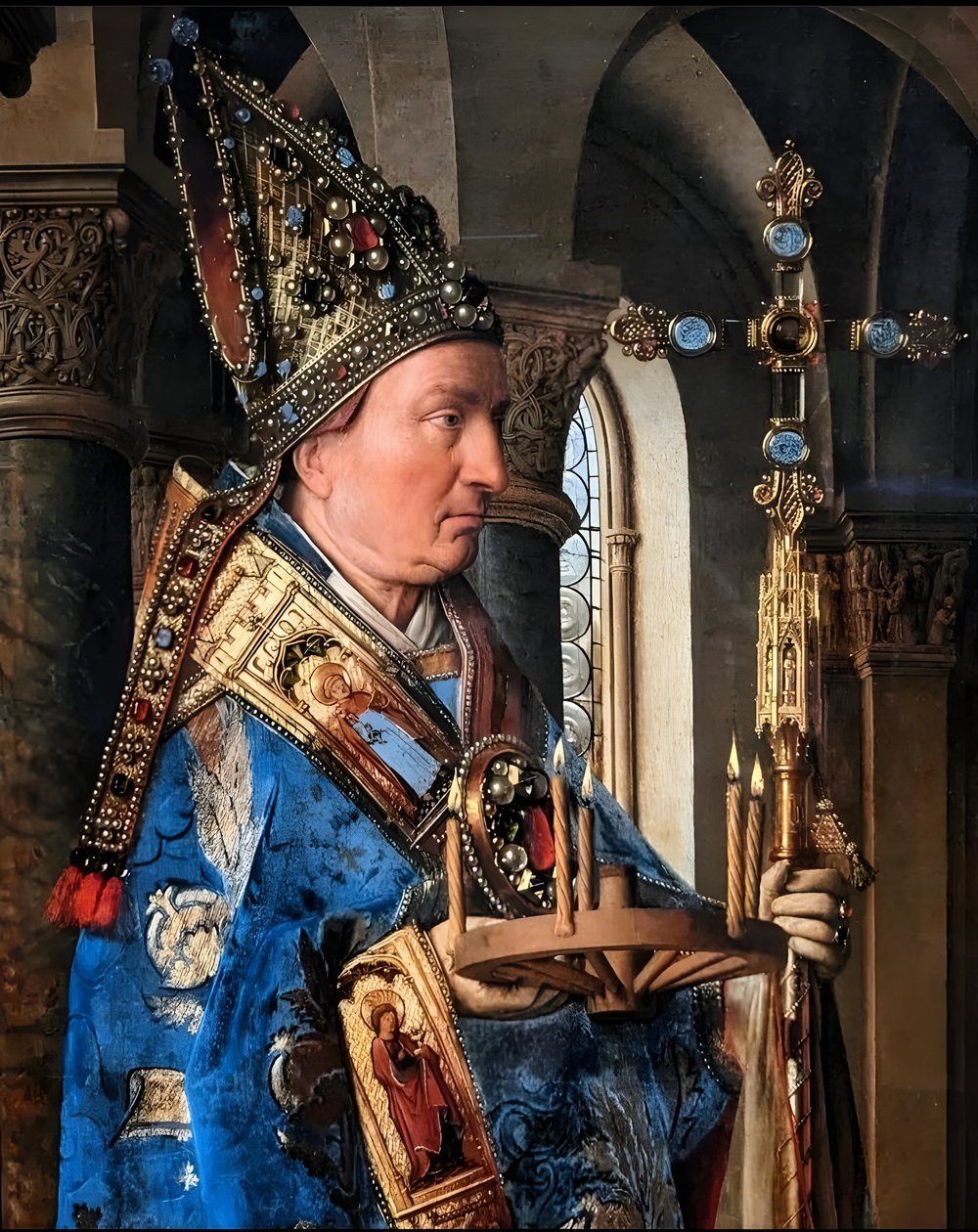 Neitsyt ja lapsi ja Canon van der Paele tekijältä Jan van Eyck