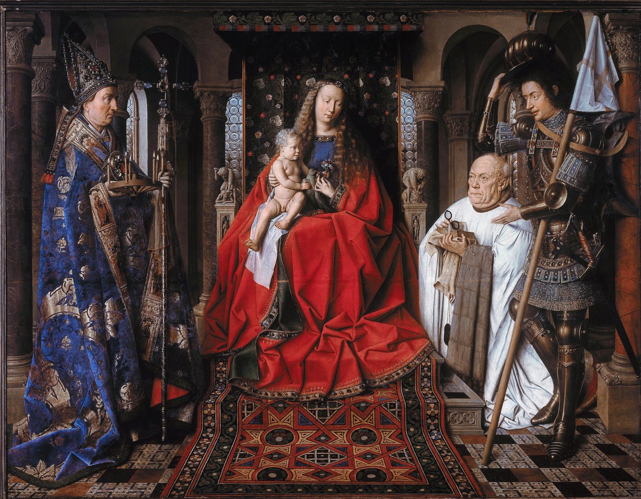 Neitsyt ja lapsi ja Canon van der Paele tekijältä Jan van Eyck