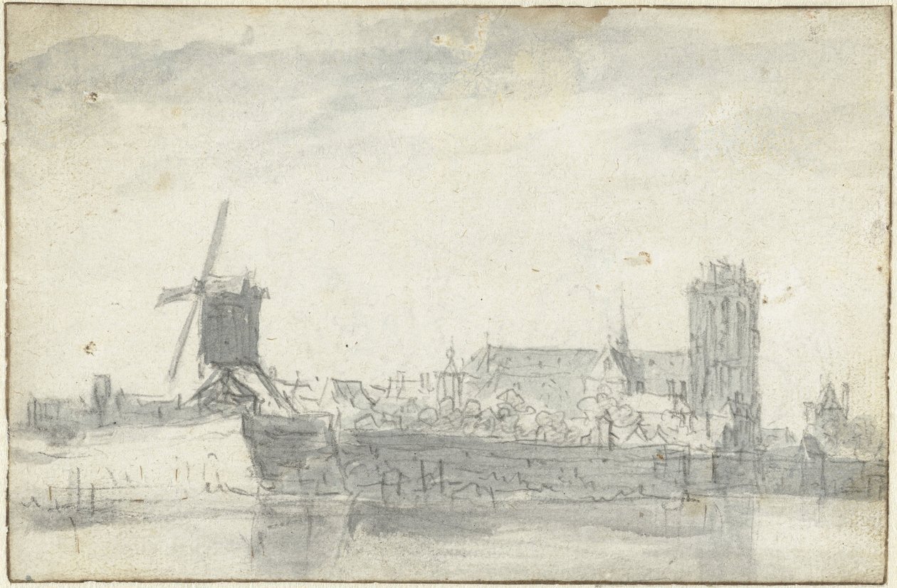 Näkymä Dordrechtiin vedestä tekijältä Jan van Goyen (possibly)