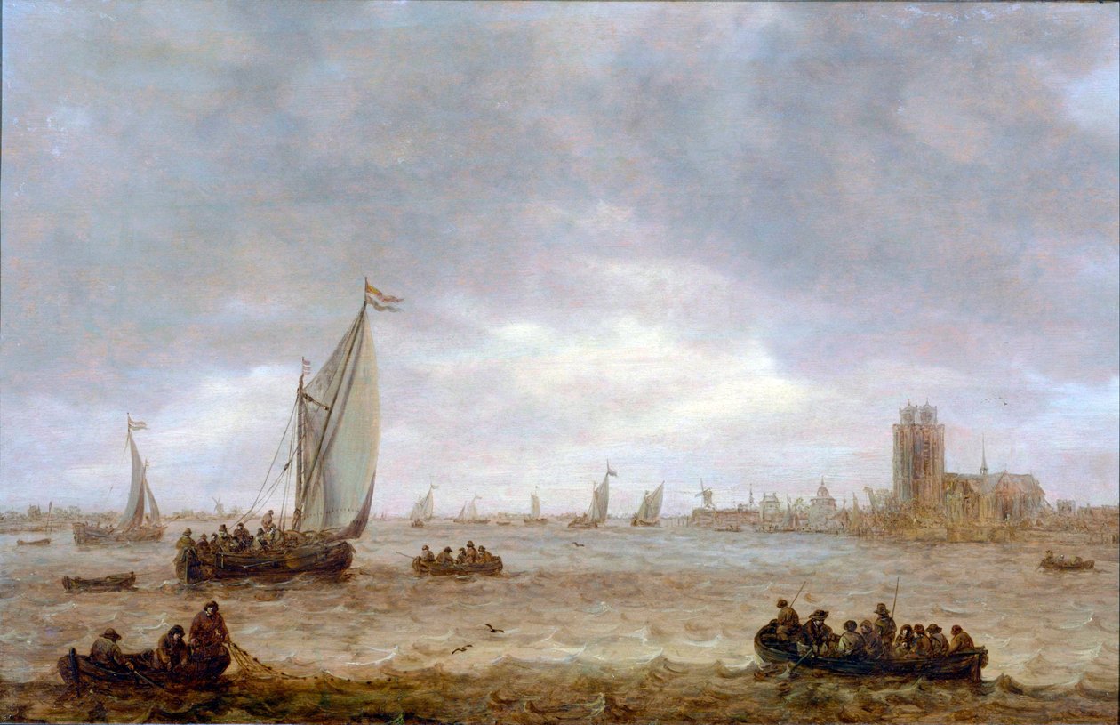 Maasin suistoalue, Dordrecht. tekijältä Jan van Goyen