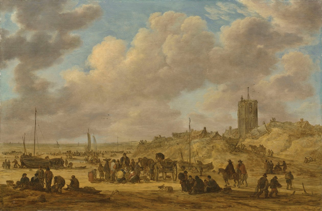 Kalan myynti rannalla Egmondin lähellä tekijältä Jan van Goyen