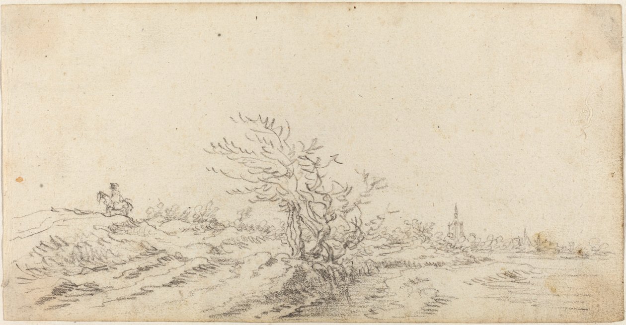 Ratsasmies dyynien keskellä tekijältä Jan van Goyen